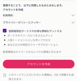 ミスティーノ　利用規約同意